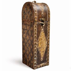 Three Hands Embossed Leather Fleur-de-Lis Decorative Storage Box